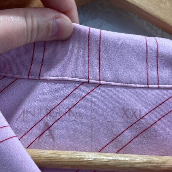 Antigua Montigo Pink with Red Stripes Athletic Golf Polo Size XXL - Picture 3 of 7